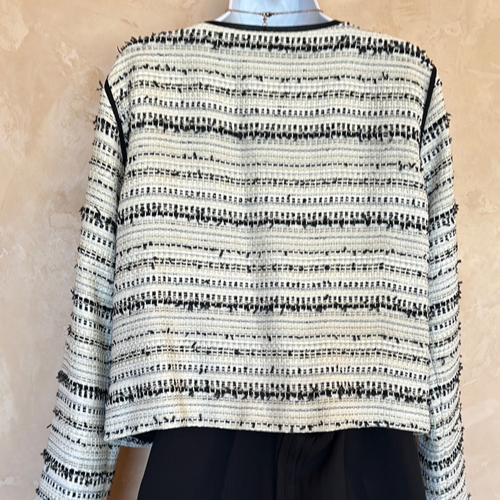 Women's Black and Cream Tweed Jacket - M - Picture 7 of 12